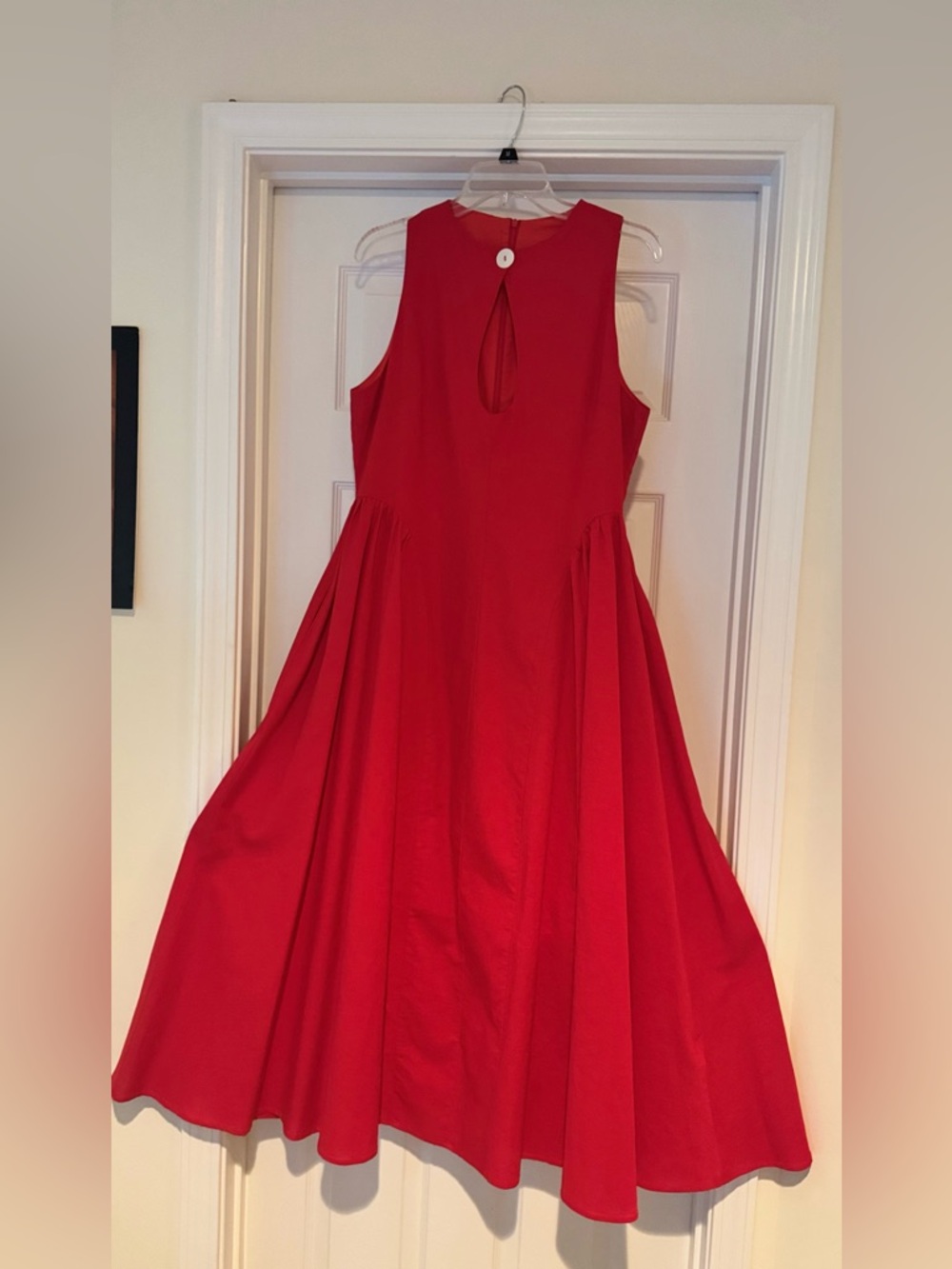 Sleeveless Linen Red A-Line Dress - Classic Women's Dress